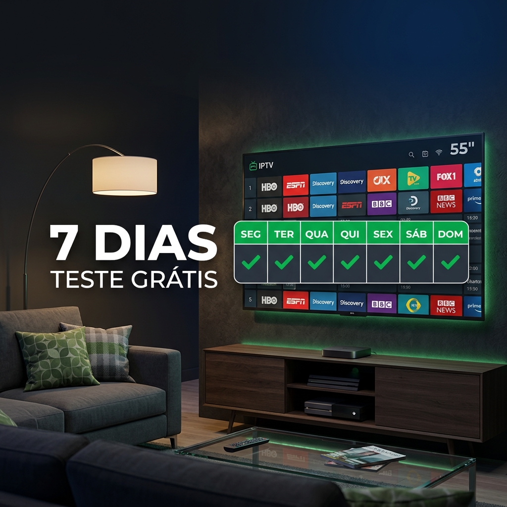 Teste IPTV 7 dias SuperTV Net avaliado em Smart TV ao longo de uma semana completa de uso real